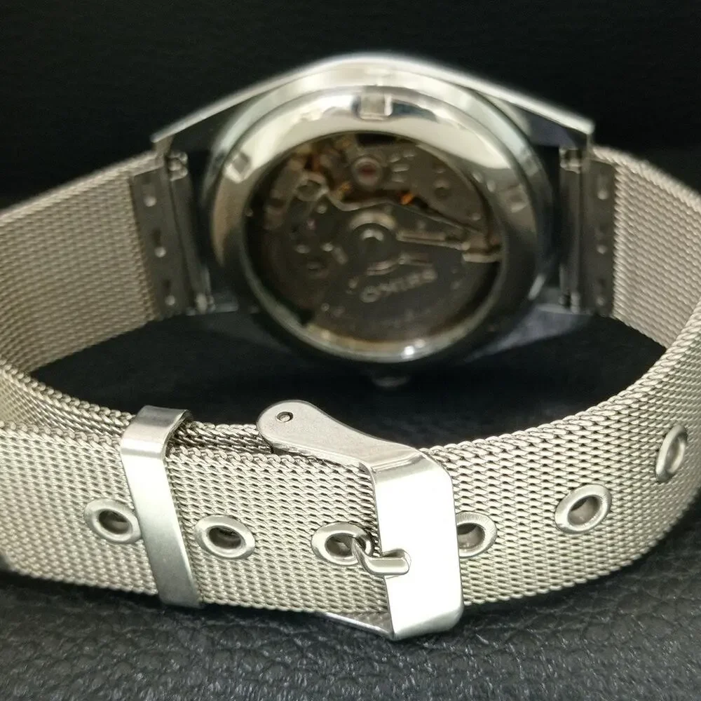 Vintage 1977 FCB Seiko Automatic Mens Silver Watch W/daydate & Silver accents